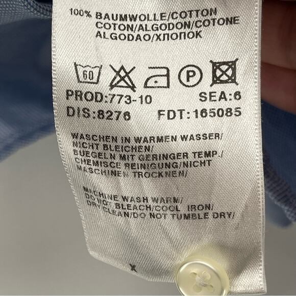 Boss Men’s Slim Fit 100% Cotton Light Blue Button Up Shirt Classic Size Small - Picture 10 of 11